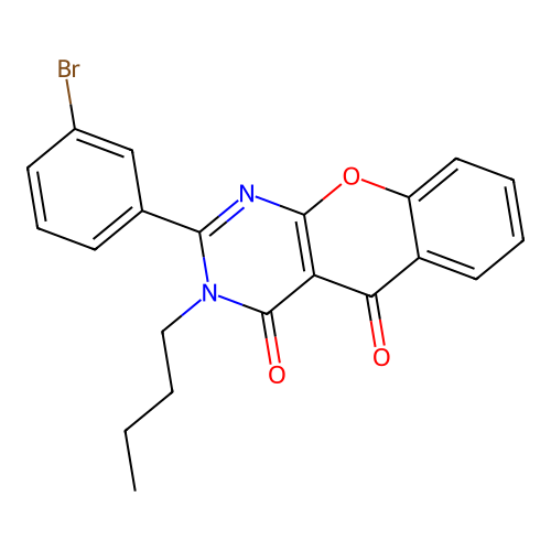 2-(3-bromophenyl)-3-butyl-4H-chromeno[2,3-d]pyrimidine-4,5(3H)-dione structure