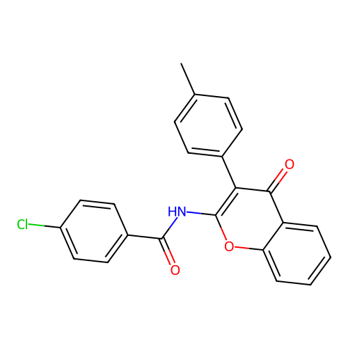4-chloro-N-[3-(4-methylphenyl)-4-oxo-4H-chromen-2-yl]benzamide structure