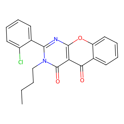 3-butyl-2-(2-chlorophenyl)-3H-chromeno[2,3-d]pyrimidine-4,5-dione structure