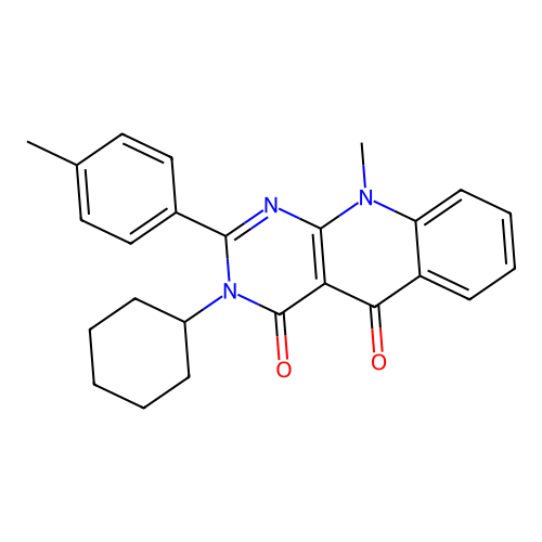 3-cyclohexyl-10-methyl-2-(4-methylphenyl)pyrimido[4,5-b]quinoline-4,5(3H,10H)-dione structure