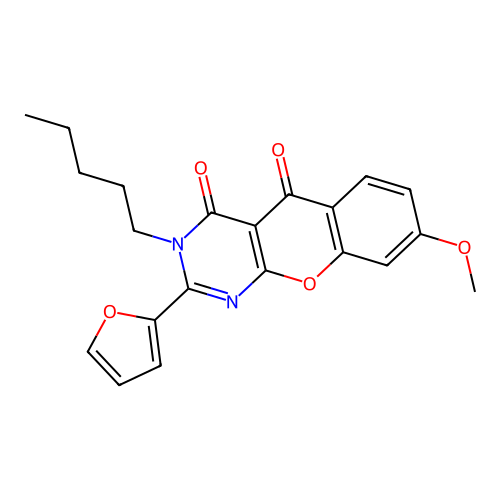 2-(furan-2-yl)-8-methoxy-3-pentyl-3H-chromeno[2,3-d]pyrimidine-4,5-dione structure