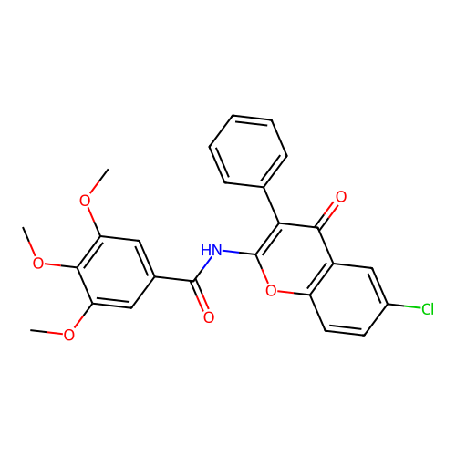 N-(6-chloro-4-oxo-3-phenyl-4H-chromen-2-yl)-3,4,5-trimethoxybenzamide structure