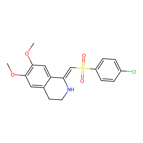 (1Z)-1-{[(4-chlorophenyl)sulfonyl]methylidene}-6,7-dimethoxy-1,2,3,4-tetrahydroisoquinoline structure