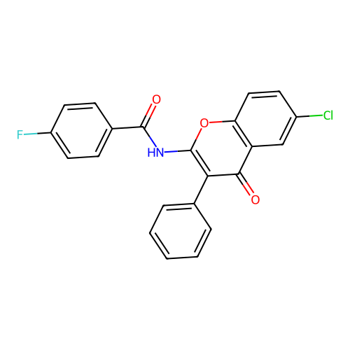 N-(6-chloro-4-oxo-3-phenyl-4H-chromen-2-yl)-4-fluorobenzamide structure