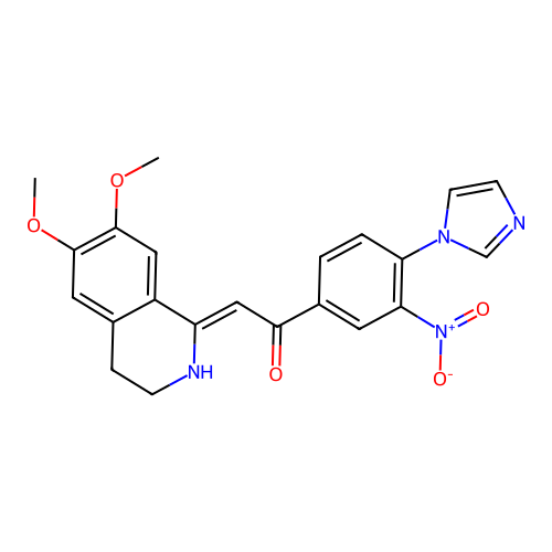 (2Z)-2-(6,7-dimethoxy-3,4-dihydro-2H-isoquinolin-1-ylidene)-1-(4-imidazol-1-yl-3-nitrophenyl)ethanone structure