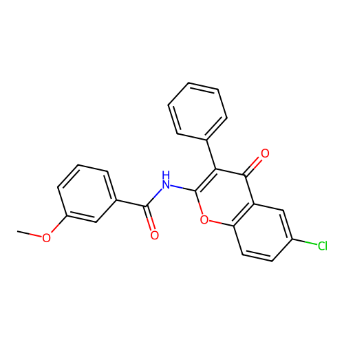 N-(6-chloro-4-oxo-3-phenyl-4H-chromen-2-yl)-3-methoxybenzamide structure