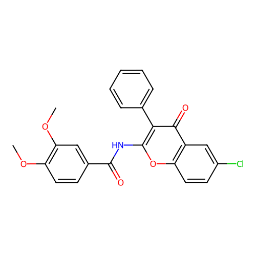 N-(6-chloro-4-oxo-3-phenyl-4H-chromen-2-yl)-3,4-dimethoxybenzamide structure