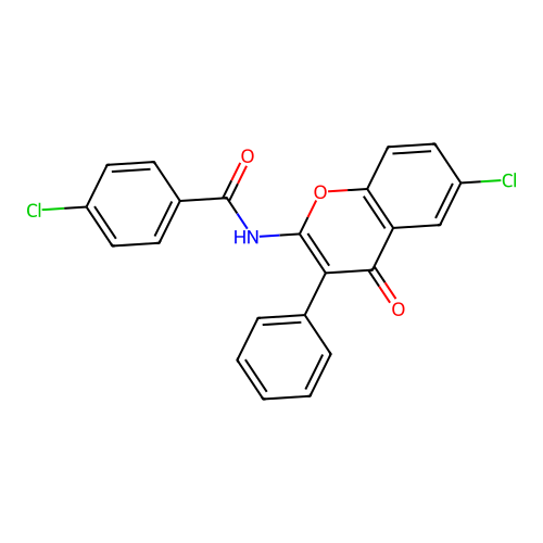 4-chloro-N-(6-chloro-4-oxo-3-phenyl-4H-chromen-2-yl)benzamide structure