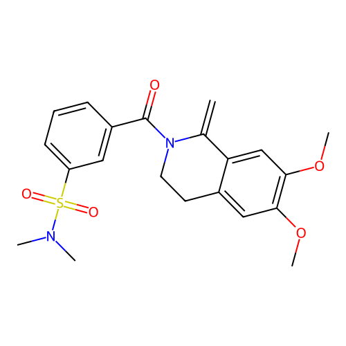 3-(6,7-dimethoxy-1-methylene-1,2,3,4-tetrahydroisoquinoline-2-carbonyl)-N,N-dimethylbenzenesulfonamide structure