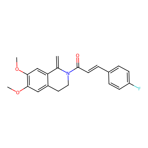 (2E)-1-(6,7-dimethoxy-1-methylidene-3,4-dihydroisoquinolin-2(1H)-yl)-3-(4-fluorophenyl)prop-2-en-1-one structure