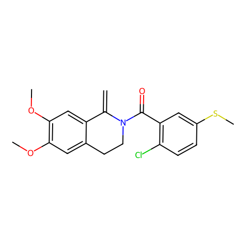 (2-chloro-5-(methylthio)phenyl)(6,7-dimethoxy-1-methylene-3,4-dihydroisoquinolin-2(1H)-yl)methanone structure