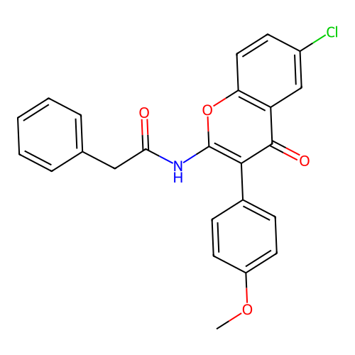 N-(6-chloro-3-(4-methoxyphenyl)-4-oxo-4H-chromen-2-yl)-2-phenylacetamide structure