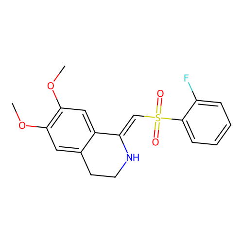 (1Z)-1-[(2-fluorophenyl)sulfonylmethylidene]-6,7-dimethoxy-3,4-dihydro-2H-isoquinoline structure