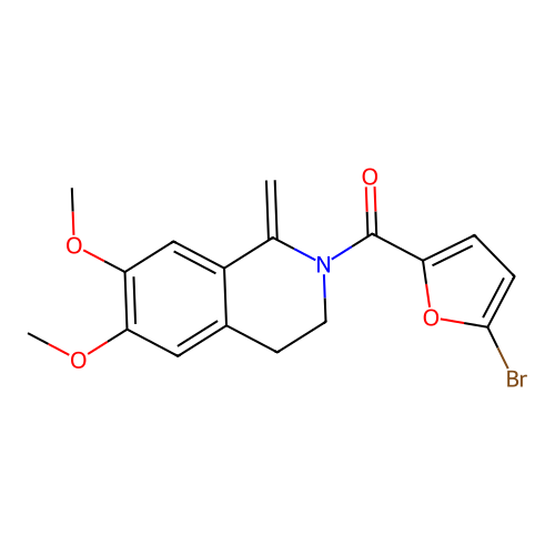 (5-bromofuran-2-yl)(6,7-dimethoxy-1-methylene-3,4-dihydroisoquinolin-2(1H)-yl)methanone structure