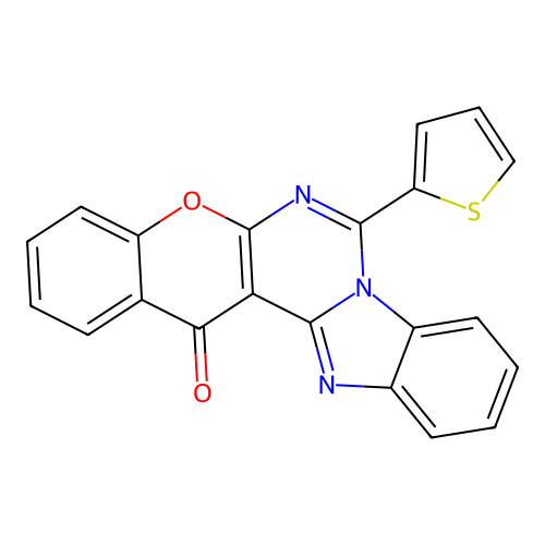 7-(thiophen-2-yl)-14H-benzo[4,5]imidazo[1,2-c]chromeno[3,2-e]pyrimidin-14-one structure