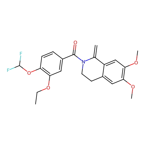 (4-(difluoromethoxy)-3-ethoxyphenyl)(6,7-dimethoxy-1-methylene-3,4-dihydroisoquinolin-2(1H)-yl)methanone structure