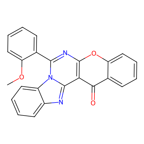 7-(2-methoxyphenyl)-14H-benzo[4,5]imidazo[1,2-c]chromeno[3,2-e]pyrimidin-14-one structure