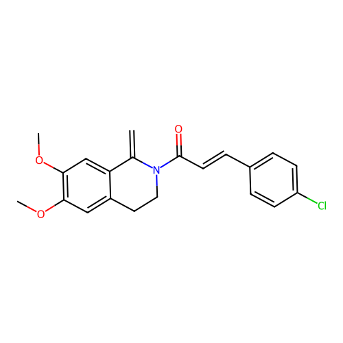 (2E)-3-(4-chlorophenyl)-1-(6,7-dimethoxy-1-methylidene-3,4-dihydroisoquinolin-2(1H)-yl)prop-2-en-1-one structure