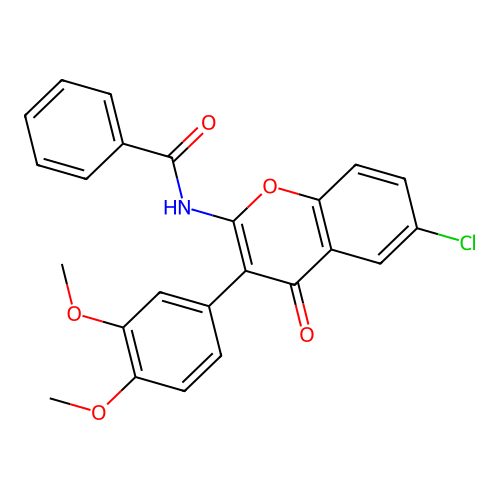 N-(6-chloro-3-(3,4-dimethoxyphenyl)-4-oxo-4H-chromen-2-yl)benzamide structure