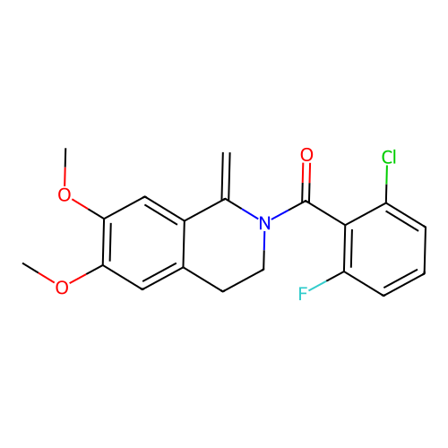 (2-chloro-6-fluorophenyl)(6,7-dimethoxy-1-methylene-3,4-dihydroisoquinolin-2(1H)-yl)methanone structure