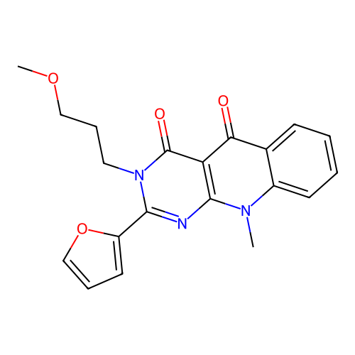 2-(furan-2-yl)-3-(3-methoxypropyl)-10-methylpyrimido[4,5-b]quinoline-4,5(3H,10H)-dione structure