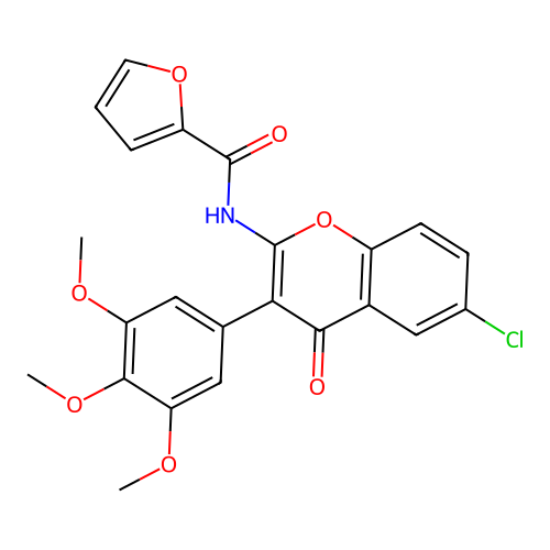 N-(6-chloro-4-oxo-3-(3,4,5-trimethoxyphenyl)-4H-chromen-2-yl)furan-2-carboxamide structure