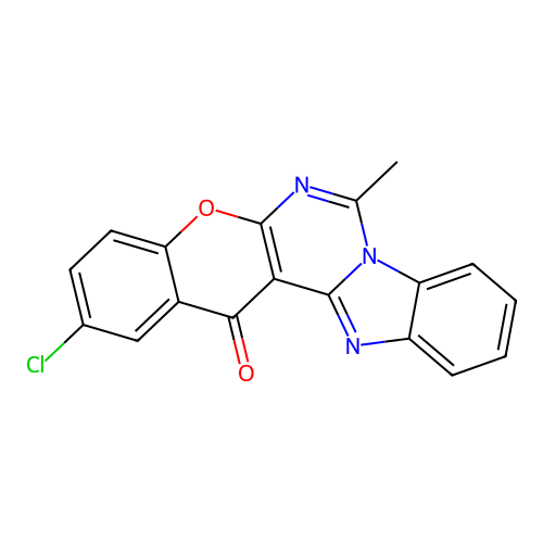 2-chloro-7-methyl-14H-benzo[4,5]imidazo[1,2-c]chromeno[3,2-e]pyrimidin-14-one structure