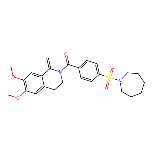 [4-(azepan-1-ylsulfonyl)phenyl]-(6,7-dimethoxy-1-methylidene-3,4-dihydroisoquinolin-2-yl)methanone structure