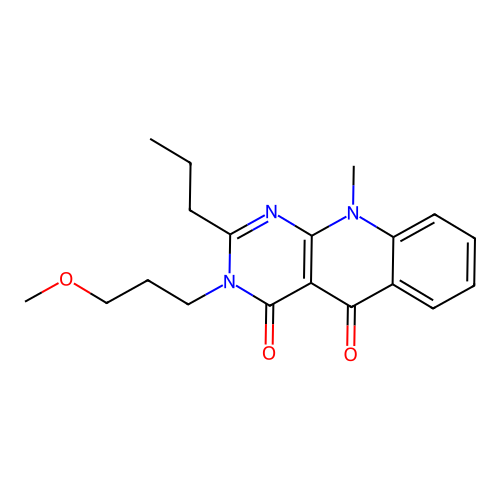 3-(3-methoxypropyl)-10-methyl-2-propylpyrimido[4,5-b]quinoline-4,5(3H,10H)-dione structure