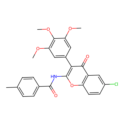 N-(6-chloro-4-oxo-3-(3,4,5-trimethoxyphenyl)-4H-chromen-2-yl)-4-methylbenzamide structure