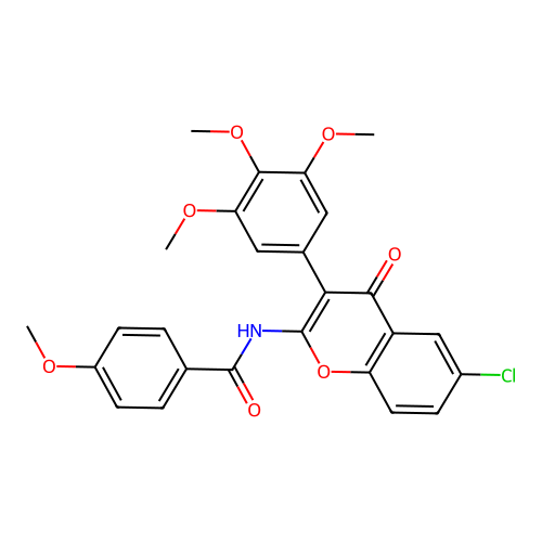 N-(6-chloro-4-oxo-3-(3,4,5-trimethoxyphenyl)-4H-chromen-2-yl)-4-methoxybenzamide structure