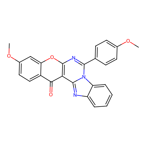 3-methoxy-7-(4-methoxyphenyl)-14H-chromeno[2',3':4,5]pyrimido[1,6-a]benzimidazol-14-one structure