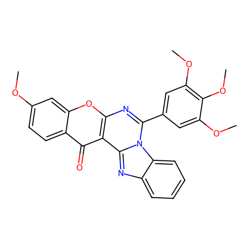 3-methoxy-7-(3,4,5-trimethoxyphenyl)-14H-chromeno[2',3':4,5]pyrimido[1,6-a]benzimidazol-14-one structure