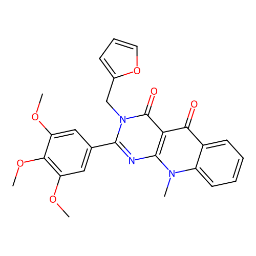 3-(furan-2-ylmethyl)-10-methyl-2-(3,4,5-trimethoxyphenyl)pyrimido[4,5-b]quinoline-4,5(3H,10H)-dione structure