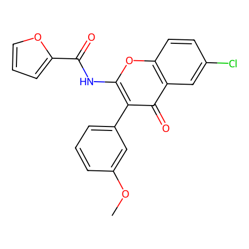 N-[6-chloro-3-(3-methoxyphenyl)-4-oxo-4H-chromen-2-yl]furan-2-carboxamide structure
