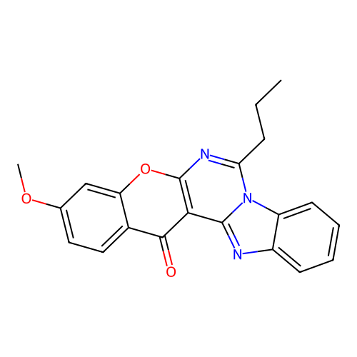 3-methoxy-7-propyl-14H-benzo[4,5]imidazo[1,2-c]chromeno[3,2-e]pyrimidin-14-one structure