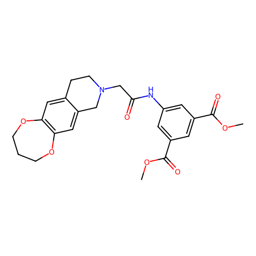 dimethyl 5-(2-(3,4,9,10-tetrahydro-2H-[1,4]dioxepino[2,3-g]isoquinolin-8(7H)-yl)acetamido)isophthalate structure