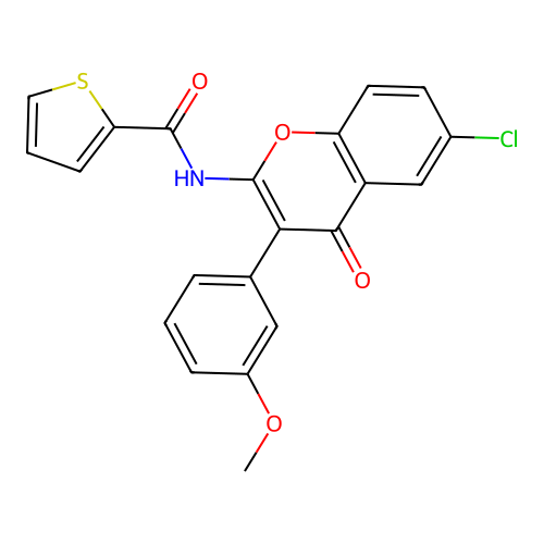 N-[6-chloro-3-(3-methoxyphenyl)-4-oxo-4H-chromen-2-yl]thiophene-2-carboxamide structure