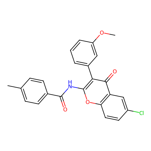 N-(6-chloro-3-(3-methoxyphenyl)-4-oxo-4H-chromen-2-yl)-4-methylbenzamide structure