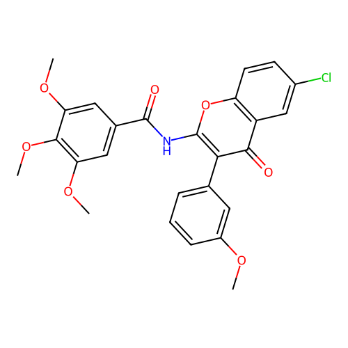 N-(6-chloro-3-(3-methoxyphenyl)-4-oxo-4H-chromen-2-yl)-3,4,5-trimethoxybenzamide structure