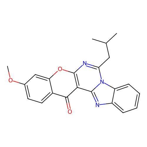 7-isobutyl-3-methoxy-14H-benzo[4,5]imidazo[1,2-c]chromeno[3,2-e]pyrimidin-14-one structure