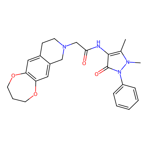 N-(1,5-dimethyl-3-oxo-2-phenyl-2,3-dihydro-1H-pyrazol-4-yl)-2-(3,4,9,10-tetrahydro-2H-[1,4]dioxepino[2,3-g]isoquinolin-8(7H)-yl)acetamide structure