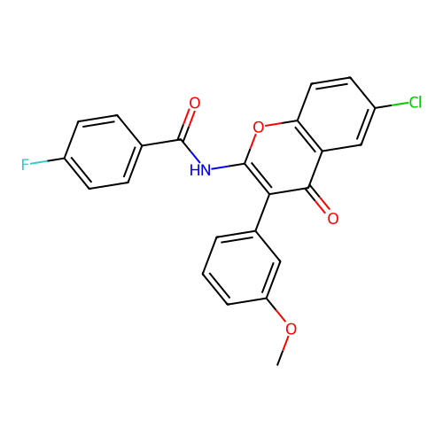 N-(6-chloro-3-(3-methoxyphenyl)-4-oxo-4H-chromen-2-yl)-4-fluorobenzamide structure