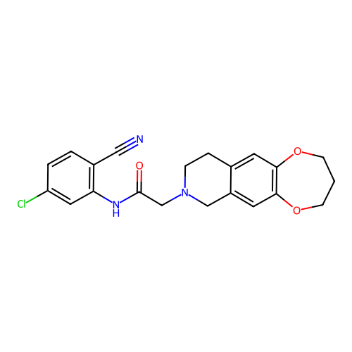 N-(5-chloro-2-cyanophenyl)-2-(3,4,9,10-tetrahydro-2H-[1,4]dioxepino[2,3-g]isoquinolin-8(7H)-yl)acetamide structure