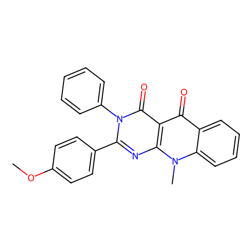 2-(4-methoxyphenyl)-10-methyl-3-phenylpyrimido[4,5-b]quinoline-4,5(3H,10H)-dione structure