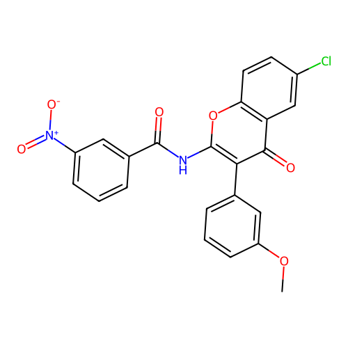N-(6-chloro-3-(3-methoxyphenyl)-4-oxo-4H-chromen-2-yl)-3-nitrobenzamide structure
