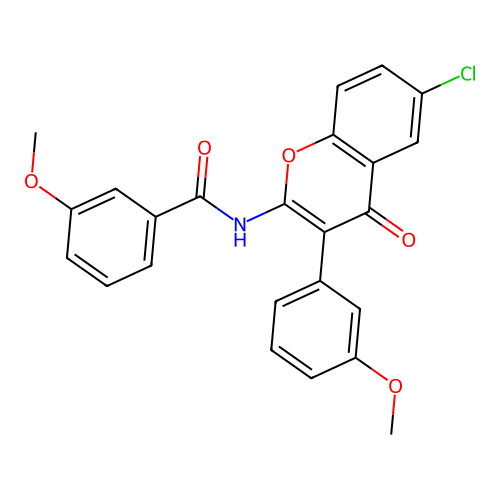 N-(6-chloro-3-(3-methoxyphenyl)-4-oxo-4H-chromen-2-yl)-3-methoxybenzamide structure