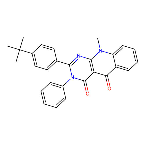 2-(4-(tert-butyl)phenyl)-10-methyl-3-phenylpyrimido[4,5-b]quinoline-4,5(3H,10H)-dione structure