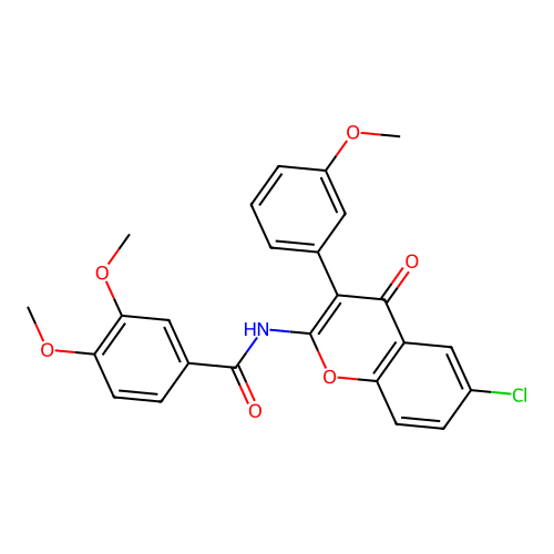 N-(6-chloro-3-(3-methoxyphenyl)-4-oxo-4H-chromen-2-yl)-3,4-dimethoxybenzamide structure