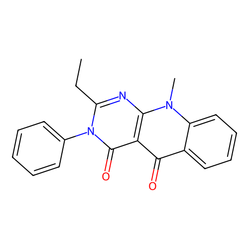 2-ethyl-10-methyl-3-phenylpyrimido[4,5-b]quinoline-4,5(3H,10H)-dione structure